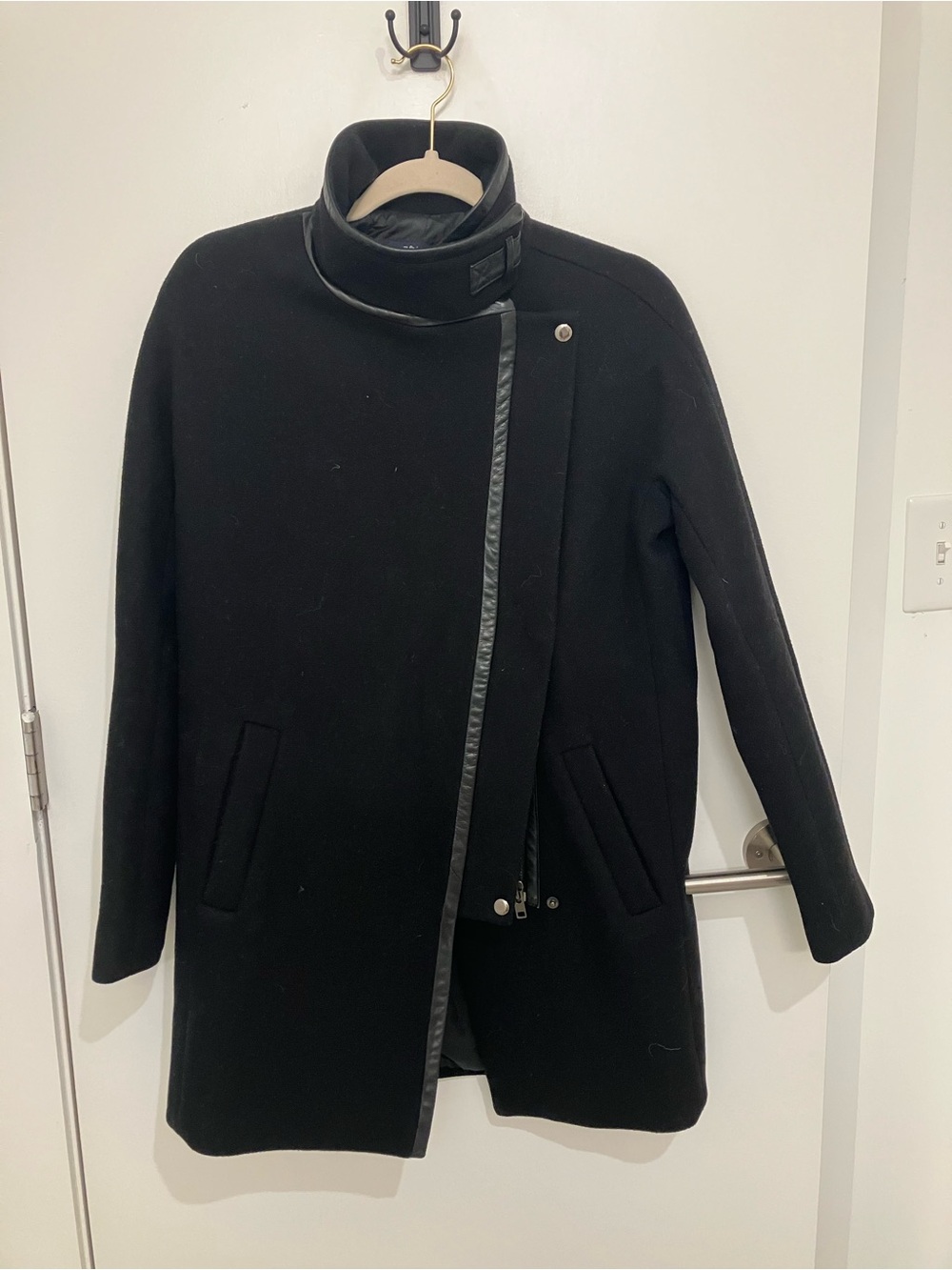 Madewell Black and leather city grid coat